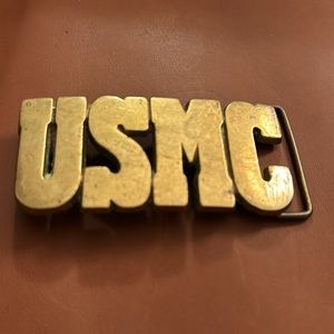 Gold USMC Lettering Belt Buckle - Men's Accessory